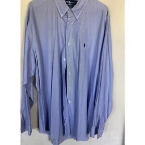 Ralph Lauren Shirt Men XXL Blue Button Up Blake Two Ply Cotton